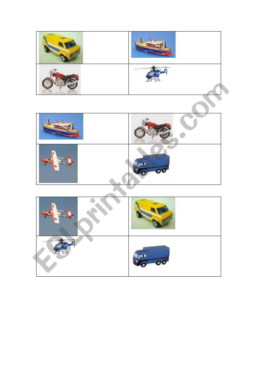 Means of transport worksheet