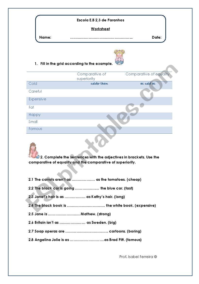 Comparatives exercises worksheet