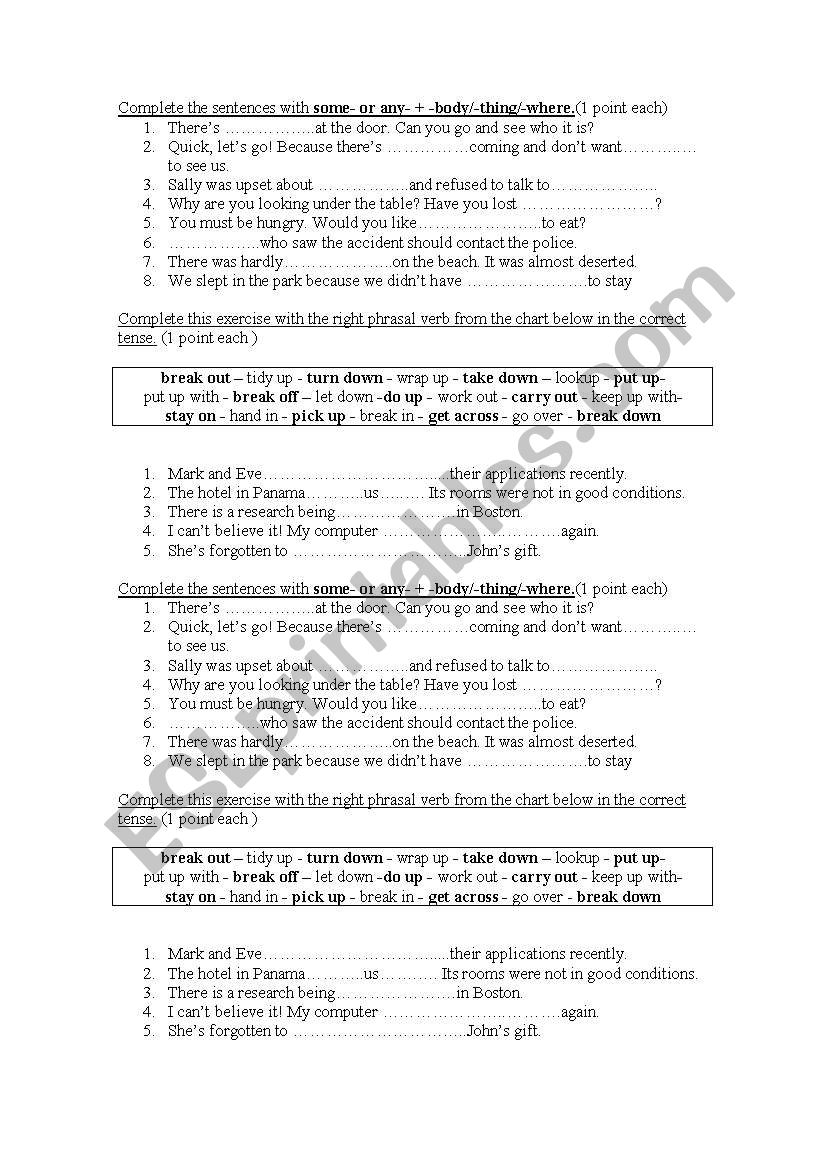 PHRASAL VERBS worksheet