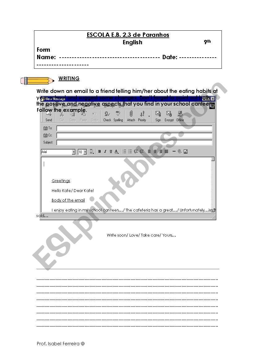 Writing activity worksheet