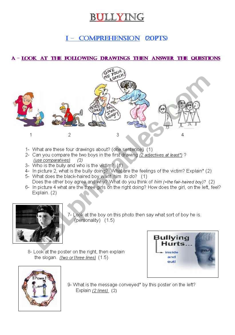 BULLYING worksheet