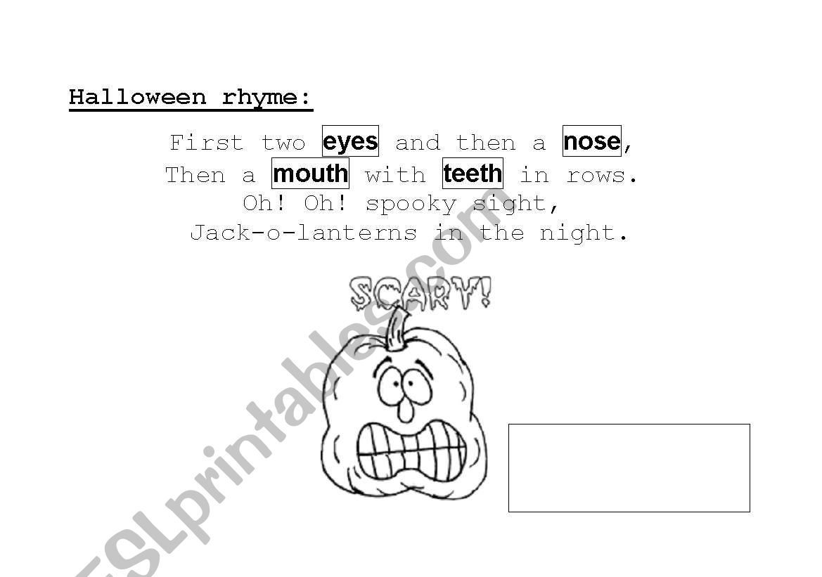 Halloween rhyme worksheet