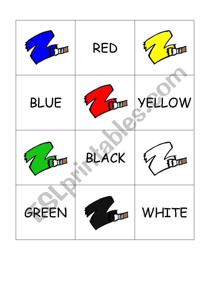 Colours pelmanism worksheet