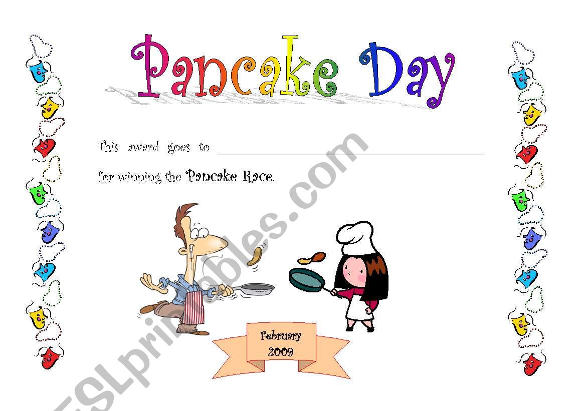 pancake race worksheet