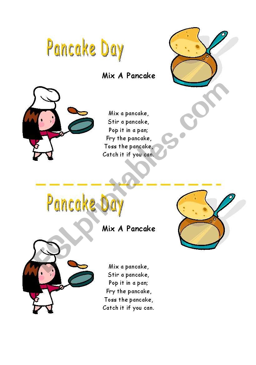 Pancake song worksheet