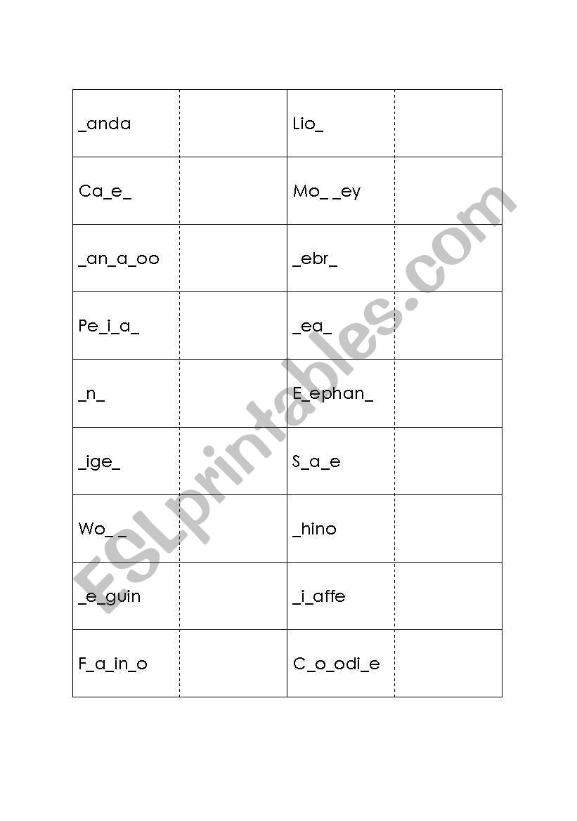 Animal Match worksheet