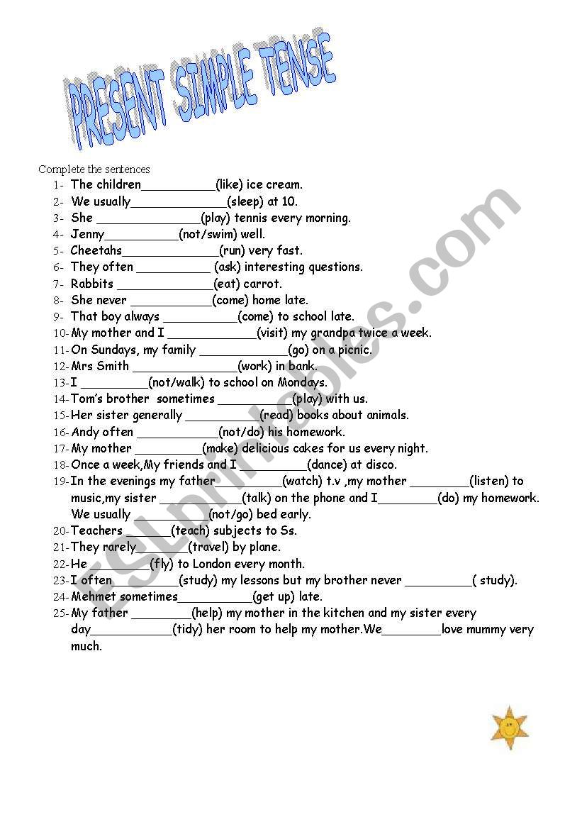 present simple worksheet