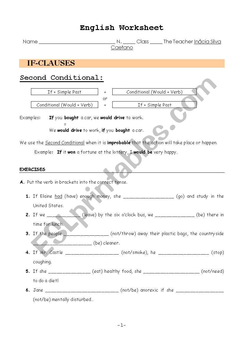 IF-Clauses worksheet