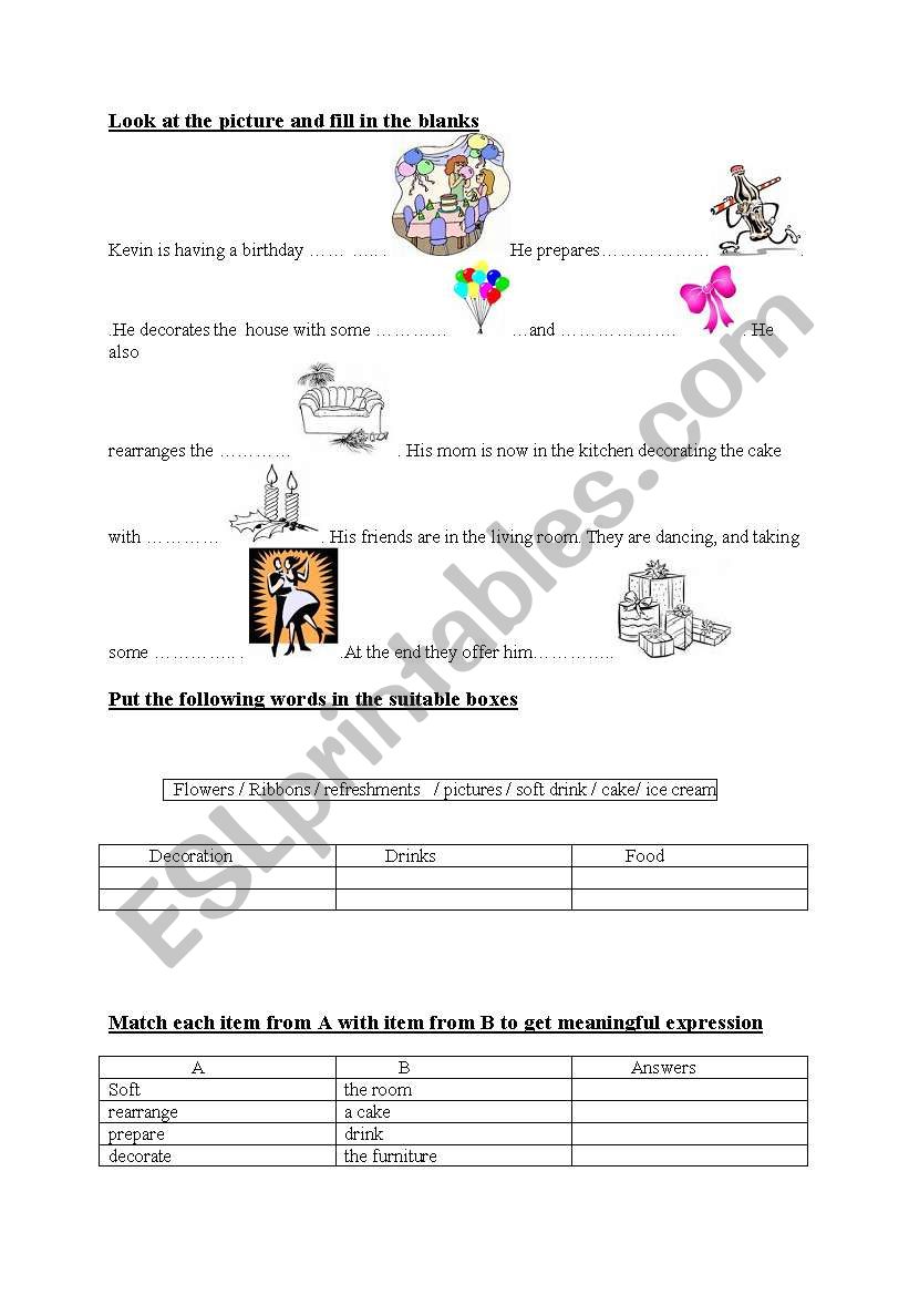 party worksheet