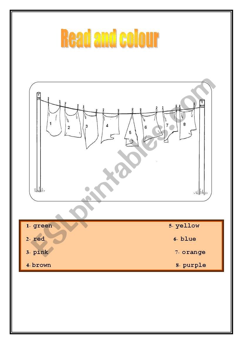 colours and numbers worksheet