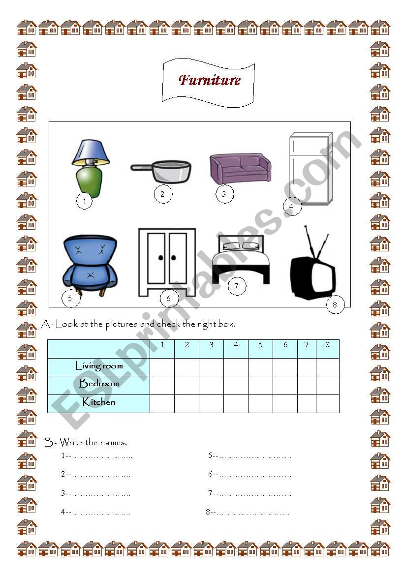 Furniture worksheet