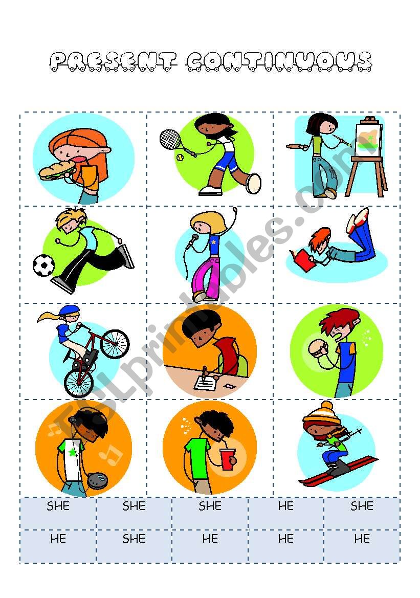PRESENT CONTINUOUS activity cards for group work