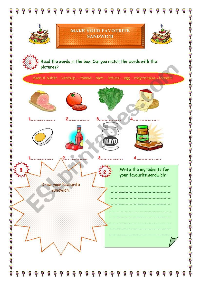 MAKE YOUR SANDWICH worksheet