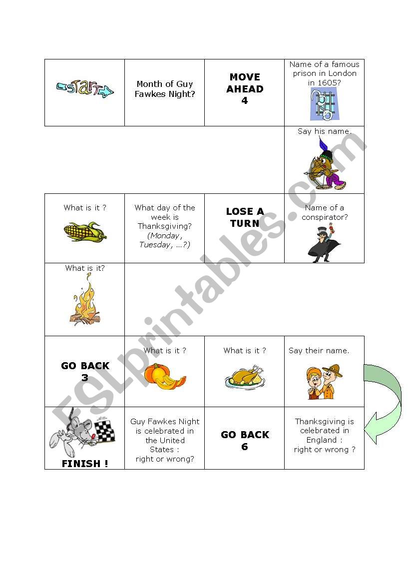 Board game worksheet