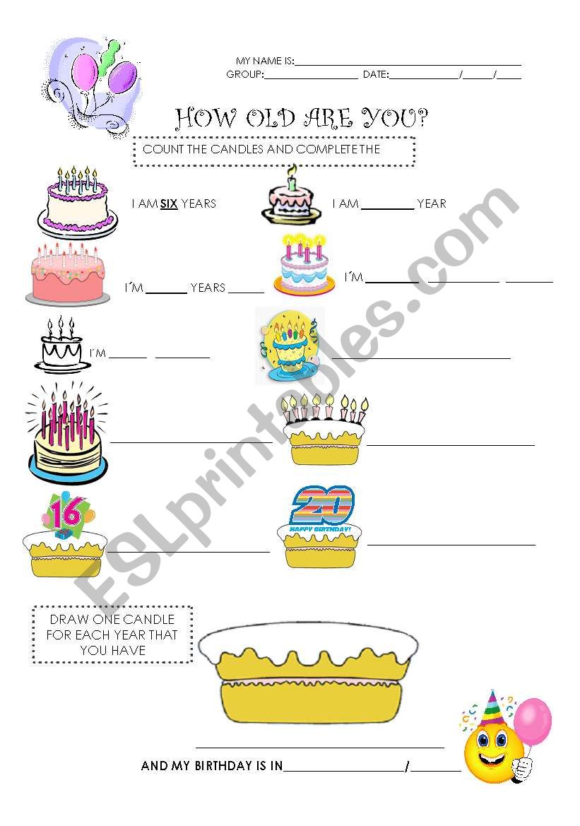 HOW OLD ARE YOU worksheet