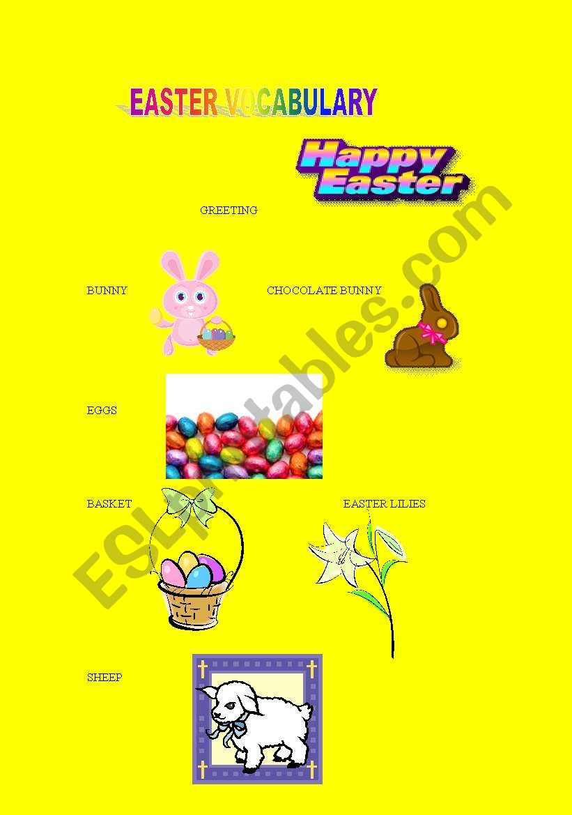 Easter vocabulary worksheet