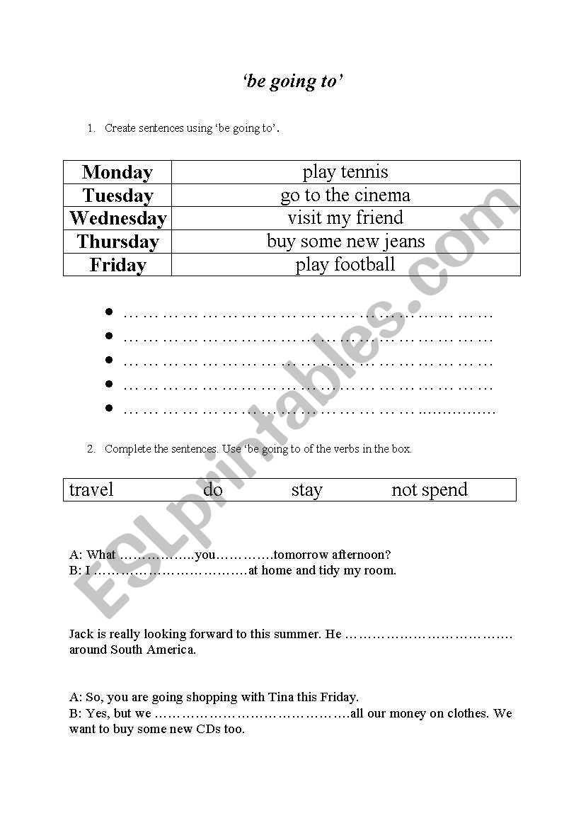 be going to worksheet