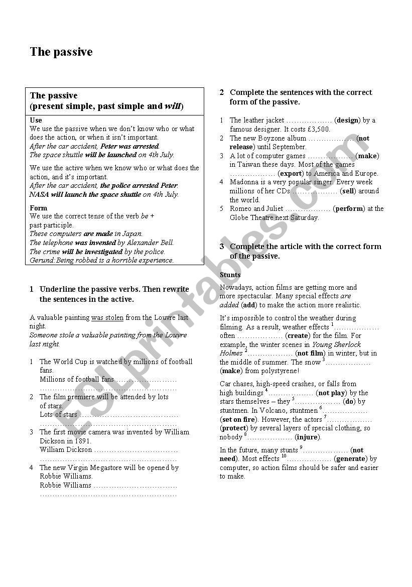 The passive voice worksheet