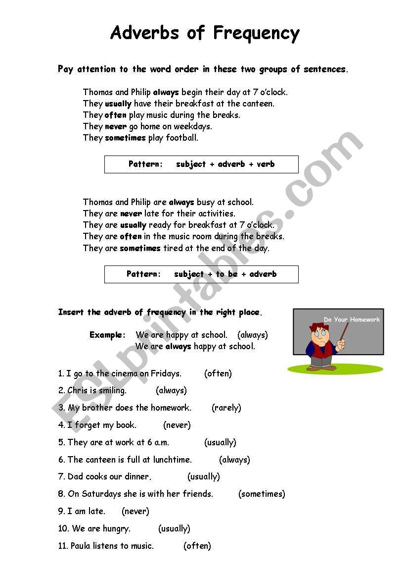 Adverbs of Frequency worksheet