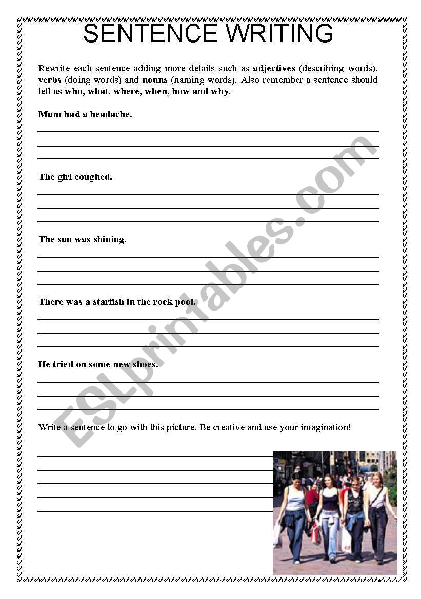 Sentence Writing 2 worksheet