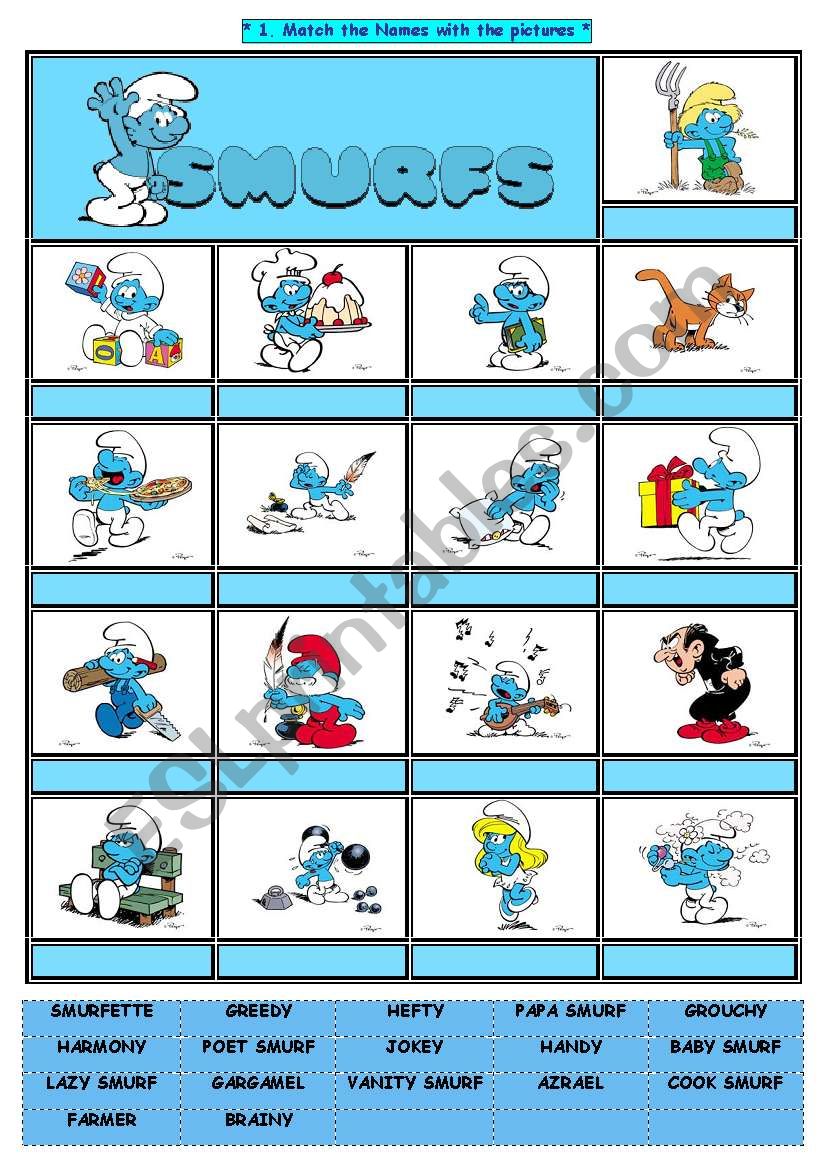 SMURFS IV - DESCRIPTIONS worksheet