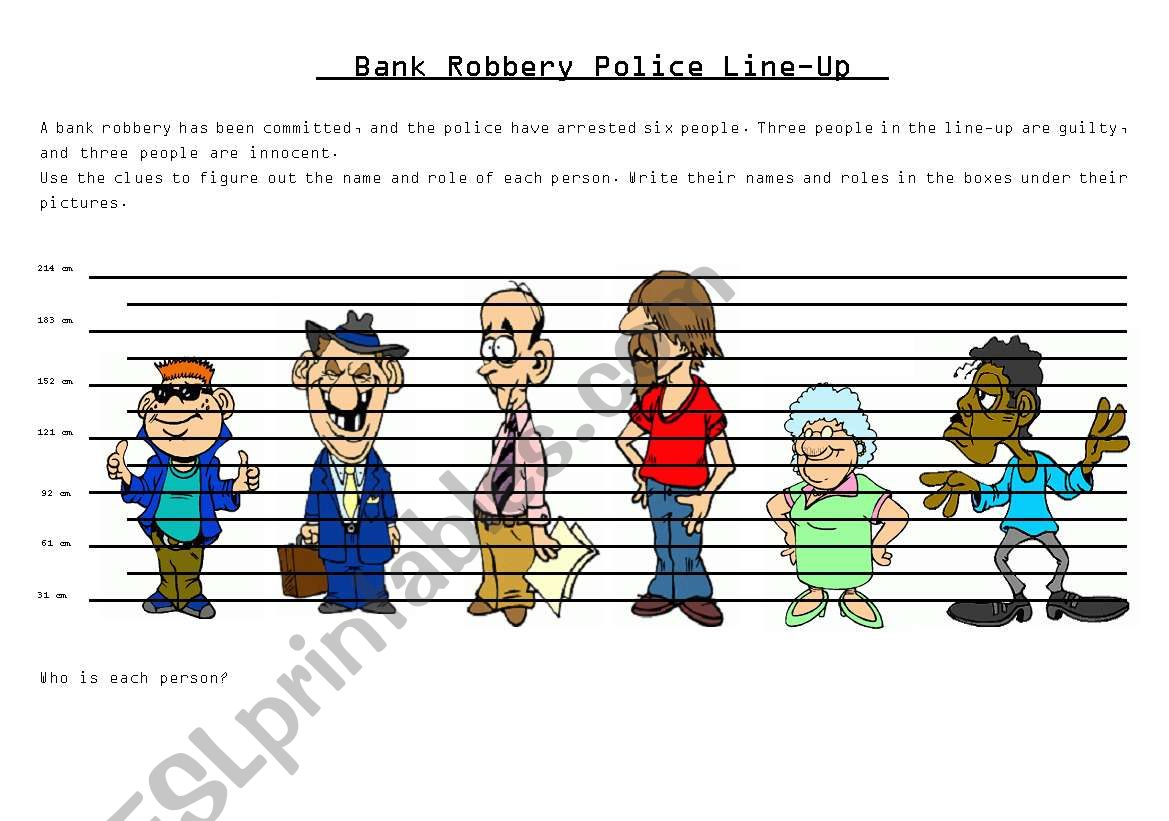 Police Line-up Superlatives worksheet