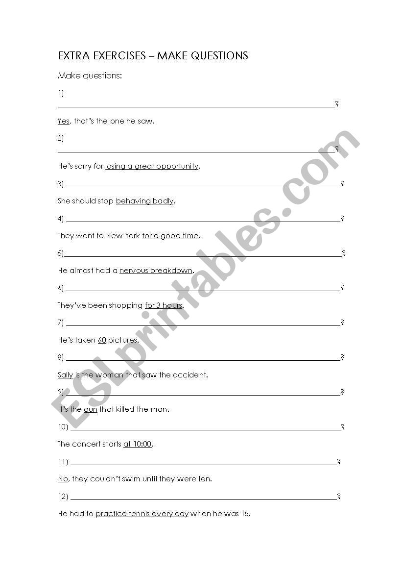 Make questions worksheet