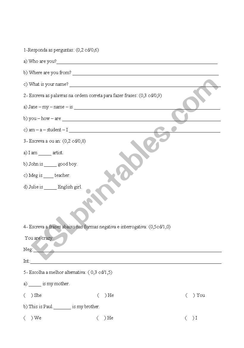 Personal Pronouns worksheet