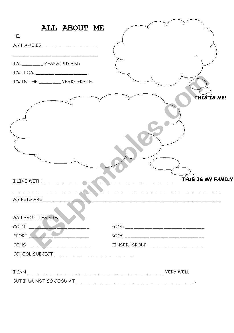 All about me worksheet