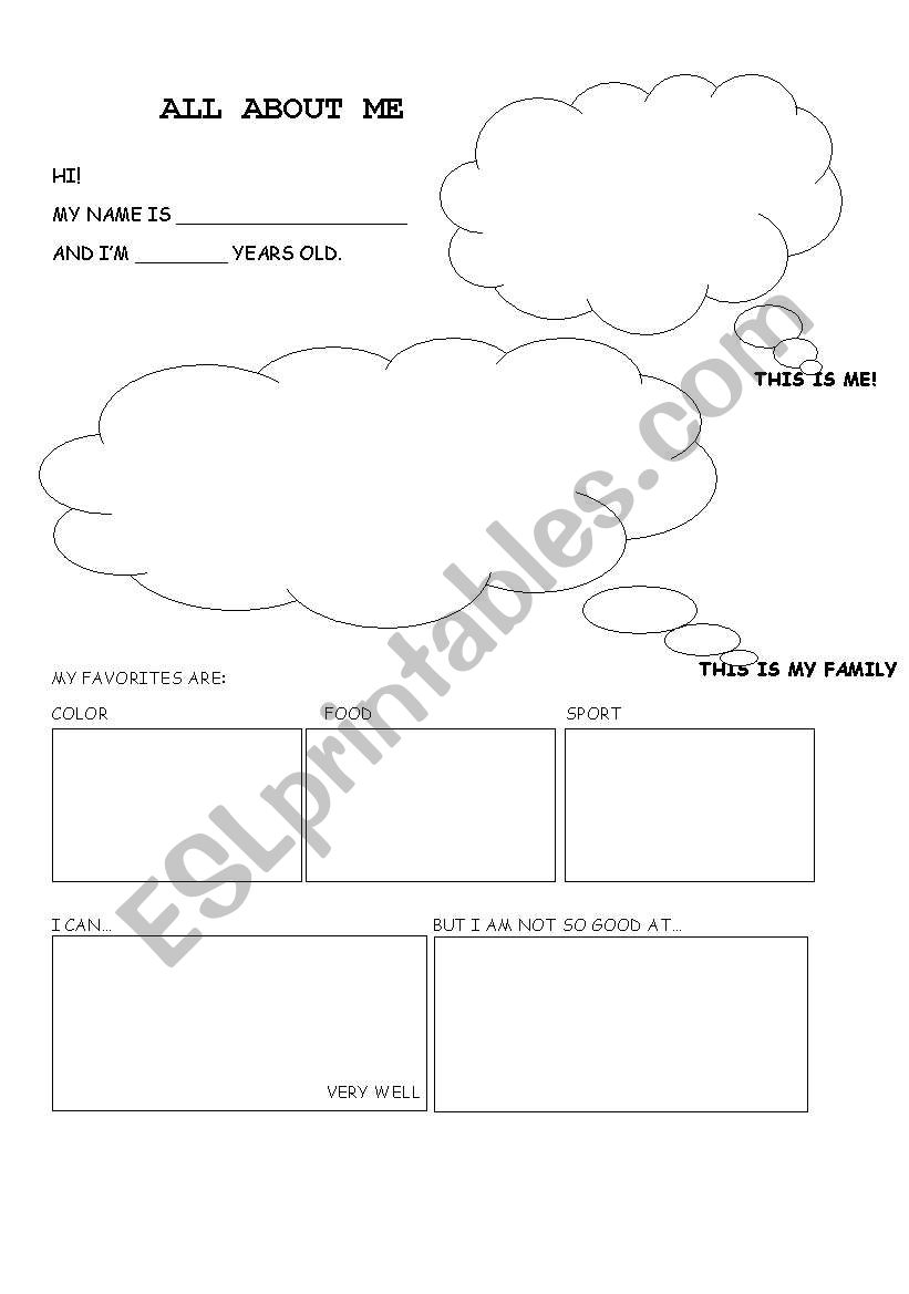 All about me worksheet