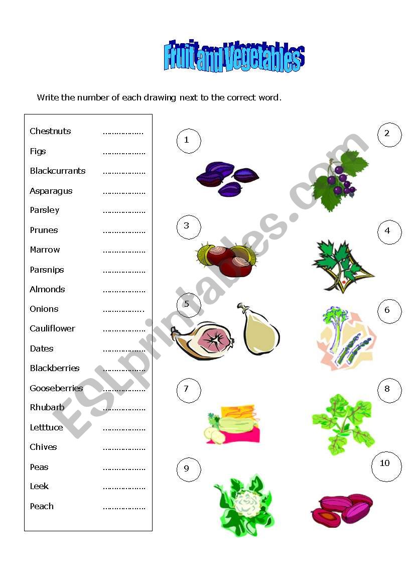 Fruit and Vegetables worksheet