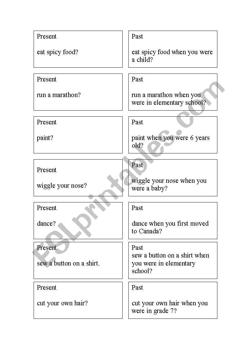 Modals Can/Could Question Cards   Yes I can/No I can´t   Yes I could/No I couldn´t