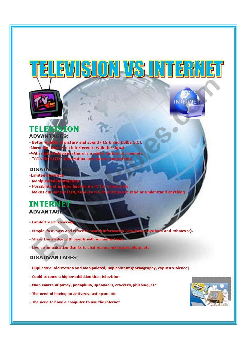 TELEVISION VS INTERNET worksheet