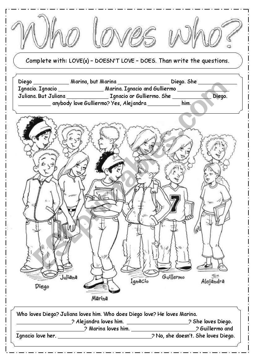 Who loves who? worksheet