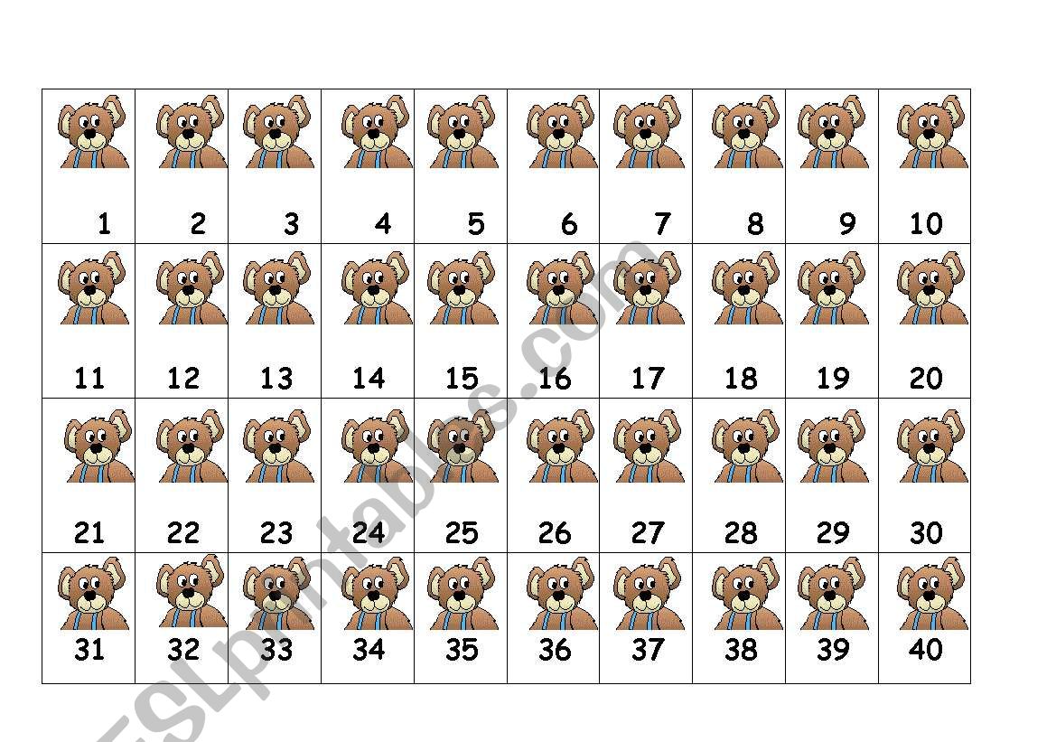 100 Square bears worksheet