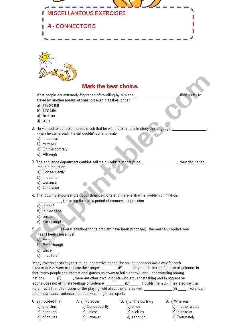 MISCELLANEOUS EXERCISES - CONNECTORS-CONJUNCTIONS