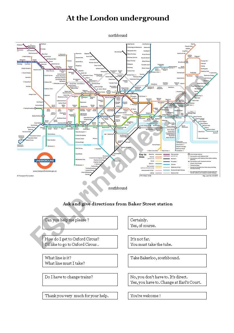 London underground worksheet