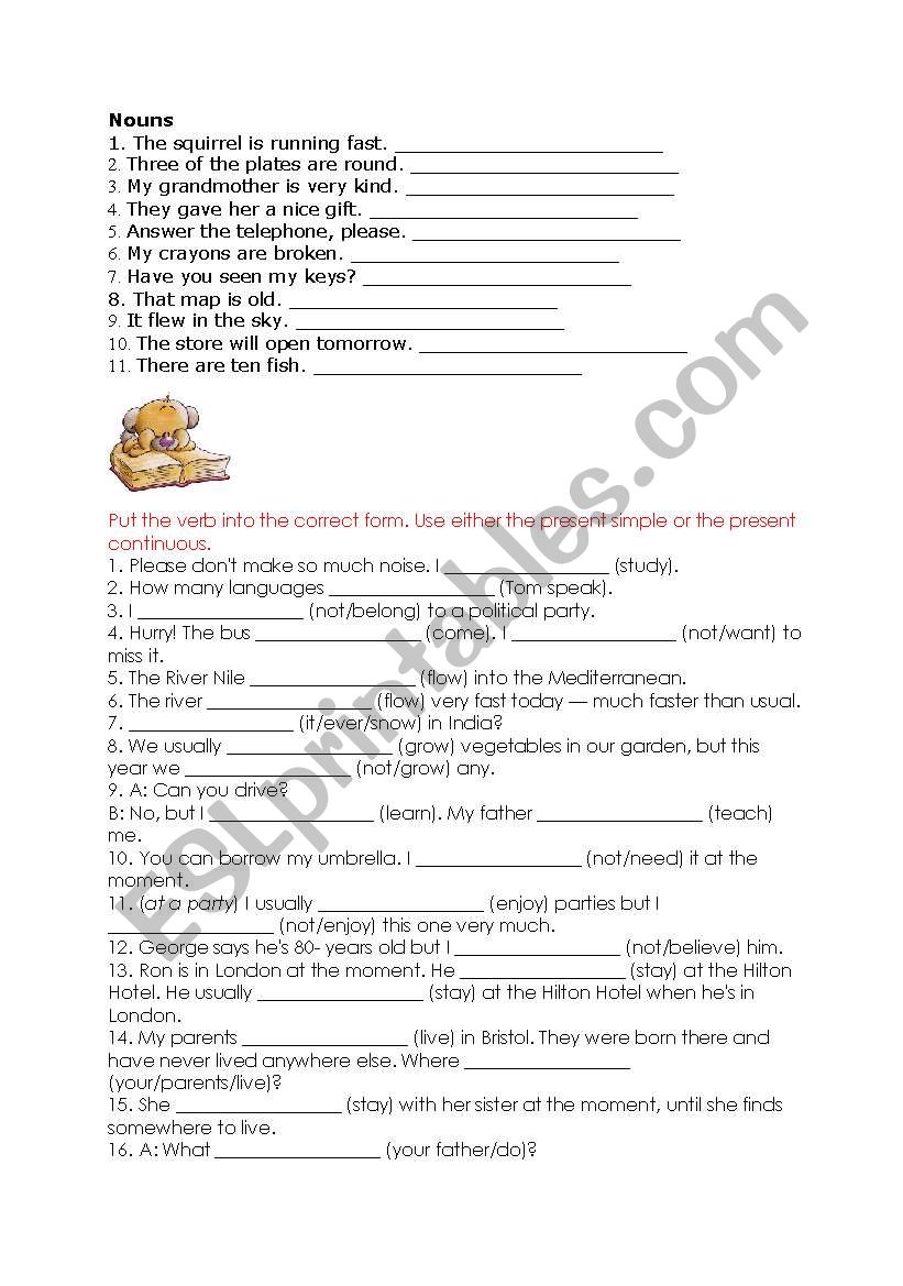 Nouns worksheet