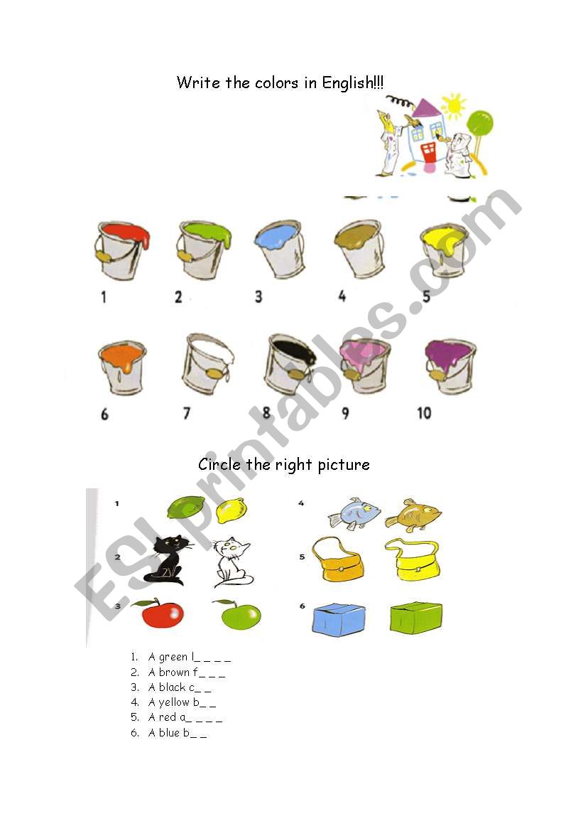 colours worksheet