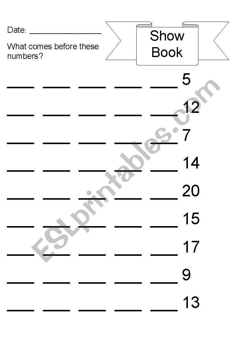 Before, after and in between worksheet