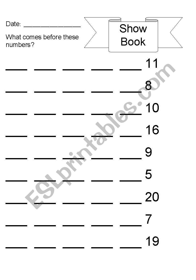 Before, after and in between worksheet