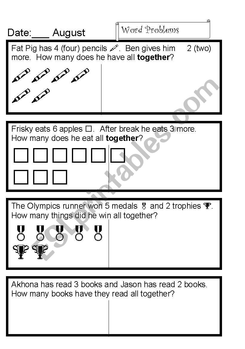 Word problems worksheet