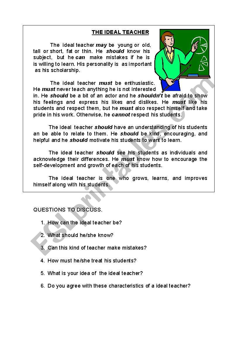 the ideal teacher worksheet