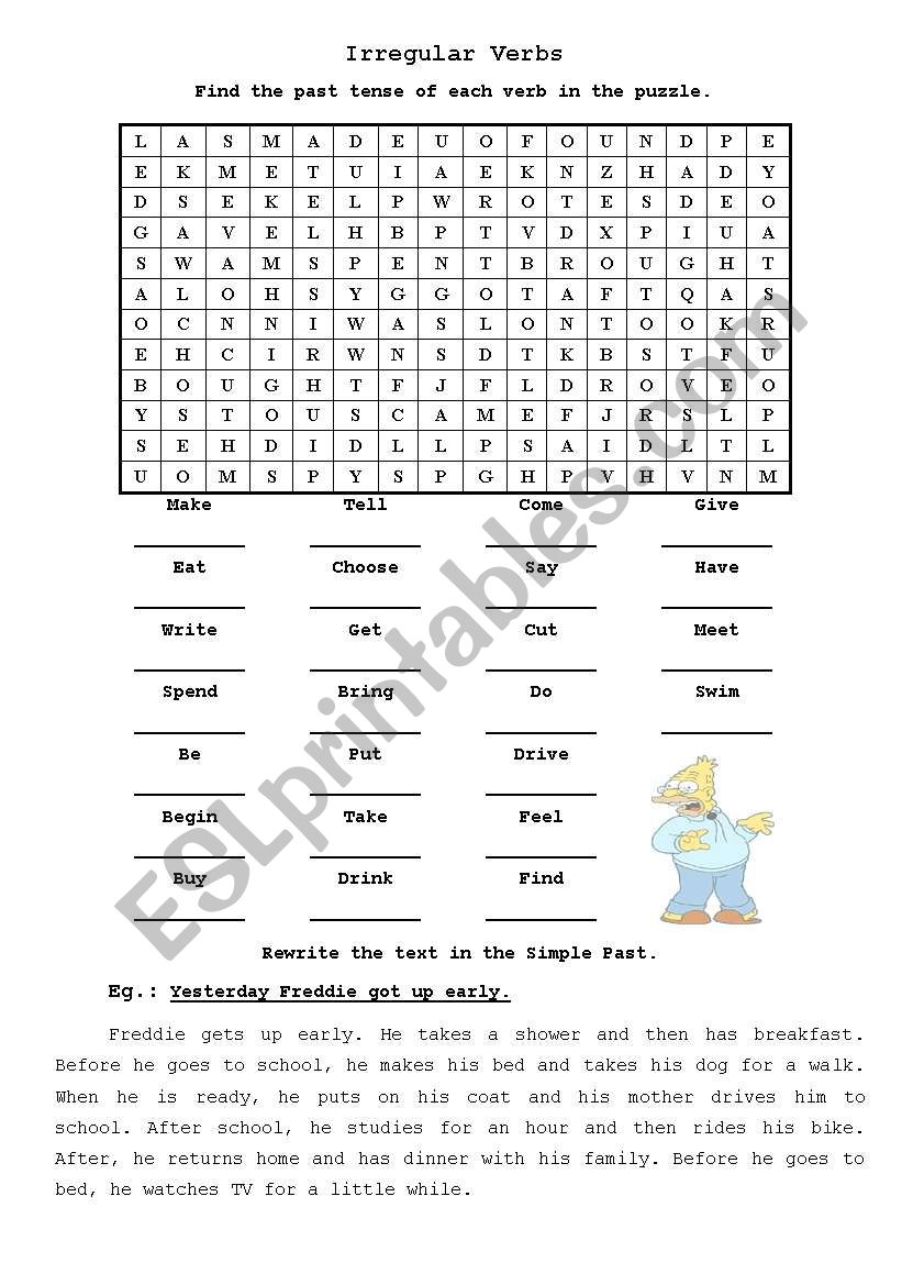 Irregular verbs/Simple Past tense Ws