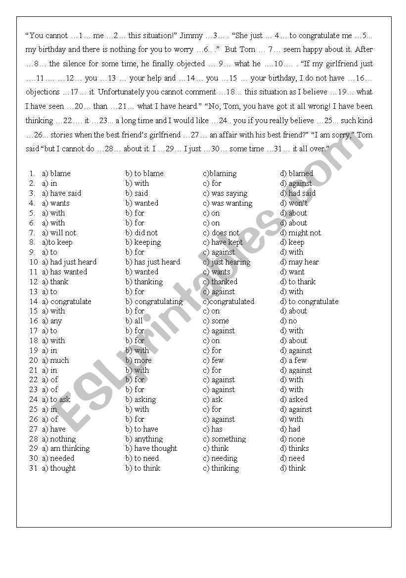 Mock FCE (tenses, prepositions, gerunds) 