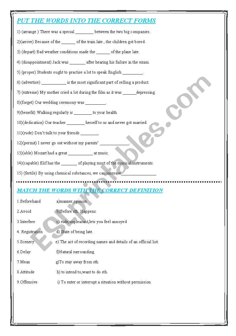 NEW BRIDGE TO SUCCESS VOCABULARY WORKSHEET(PHRASAL VERBS-WORD FORMATION)
