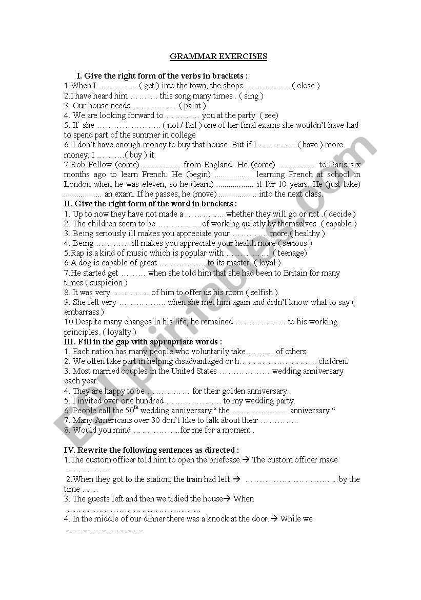 GRAMMAR worksheet