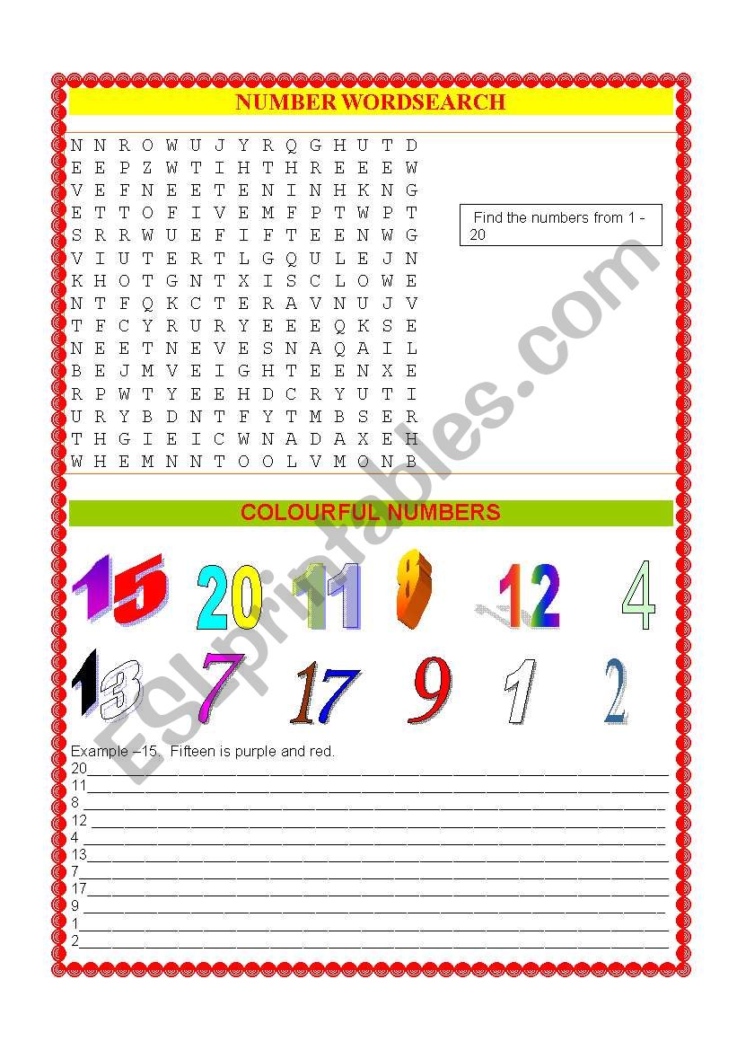 NUMBERS worksheet