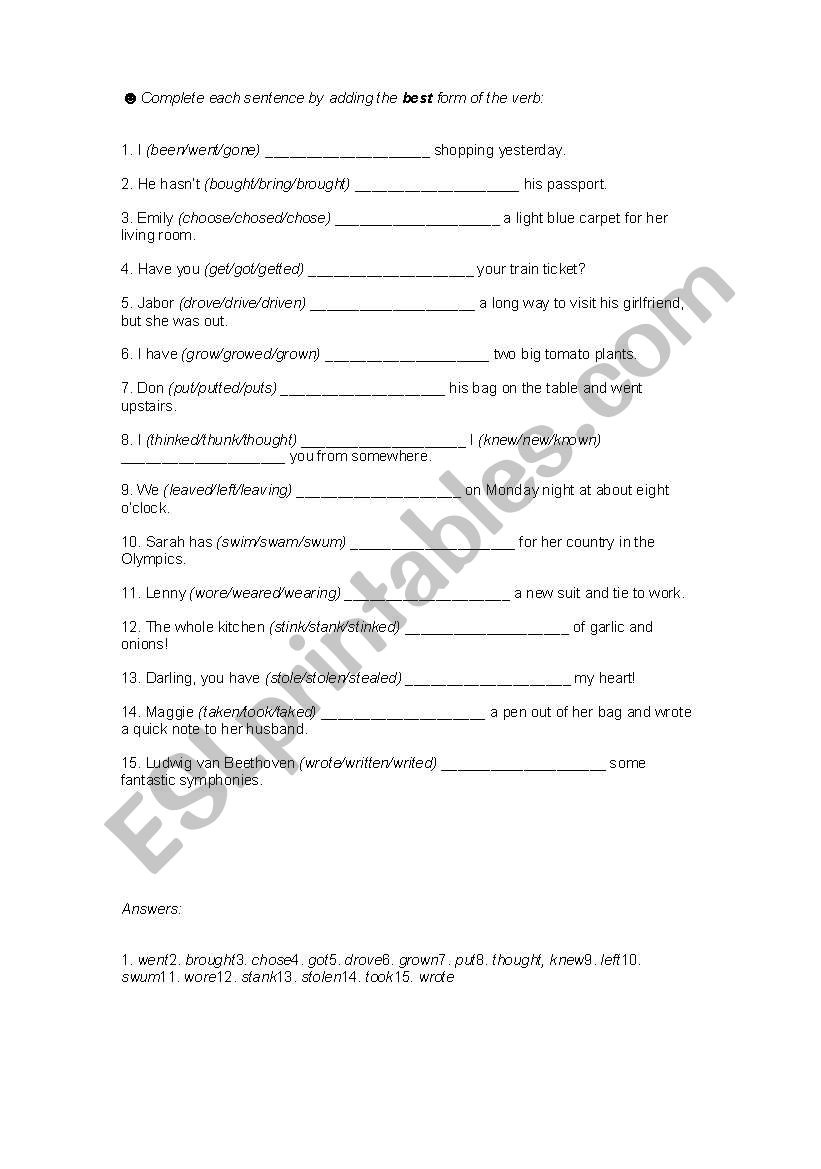 Past Simple worksheet