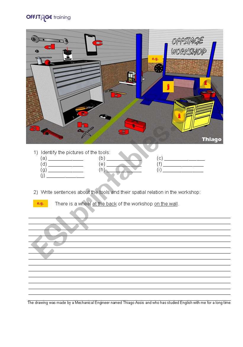 Prepositions+Tools worksheet